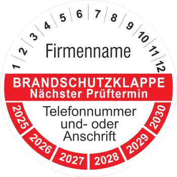 Brandschutzklappe geprüft - Prüfplakette
