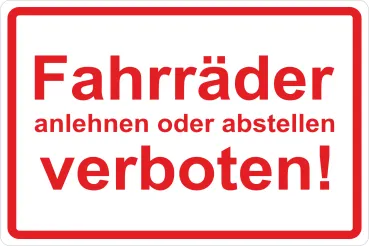 Fahrräder abstellen verboten