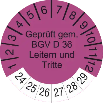 Geprüft gem.BGV D 36 Leitern und Tritte