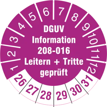 Prüfplakette DGUV Information 208-016 Leitern und Tritte geprüft am