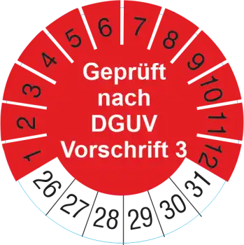DGUV Vorschrift 3 Prüfplakette