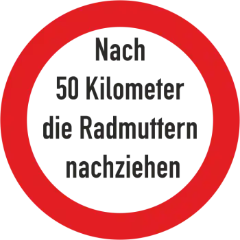 Nach 50 Kilometer die Radmuttern nachziehen ein Bogen mit 10 Stück
