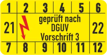 Prüfplakette DGUV Vortschrift 3 eckig