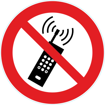 Eingeschaltete Mobiltelefone Smartphones verboten