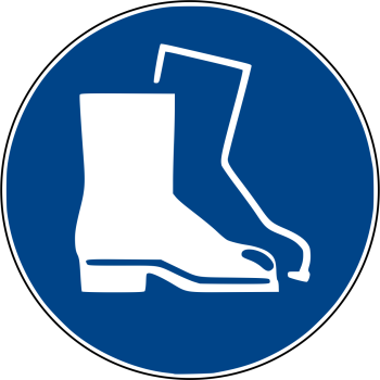 Fußschutz benutzen Aufkleber
