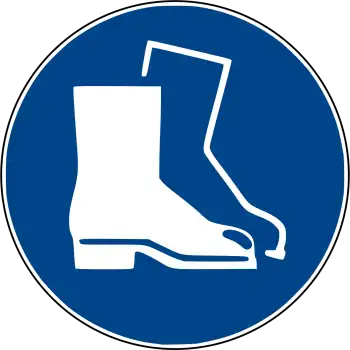 Fußschutz benutzen Aufkleber