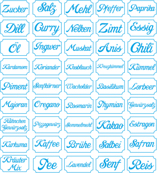 Gewürz-Etiketten, Gewürzaufkleber