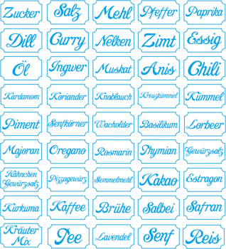 Gewürz-Etiketten, Gewürzaufkleber