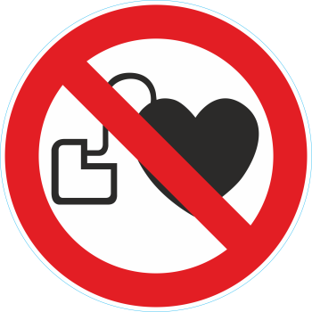 Kein Zutritt für Personen mit Herzschrittmachern oder implantierten Defibrillatoren
