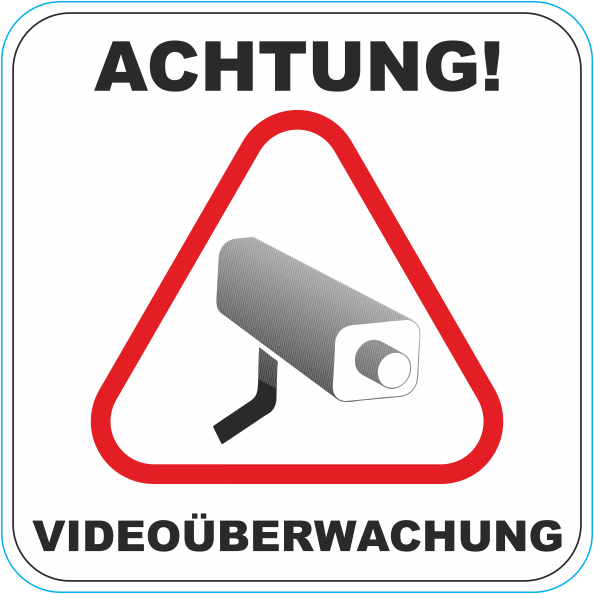 Videoüberwachung Aufkleber, Achtung Videoüberwachungaufkleber