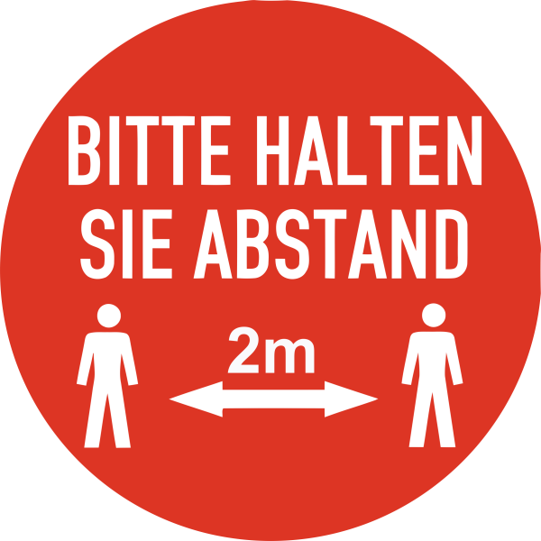 Bitte Abstand halten 2 Meter als Aufkleber