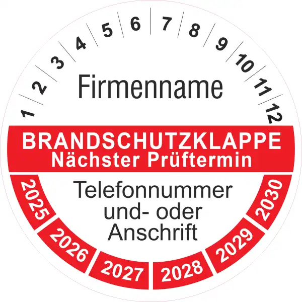 Brandschutzklappe geprüft - Prüfplakette