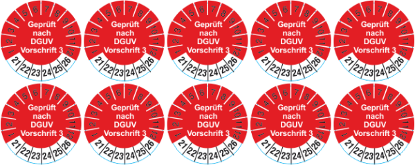 DGUV Vorschrift 3 Prüfplakette