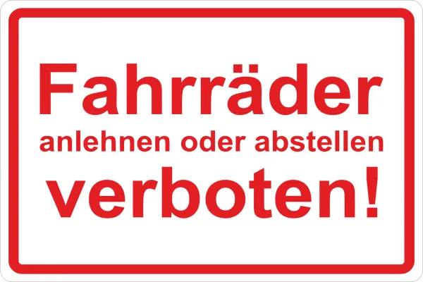 Fahrräder abstellen verboten
