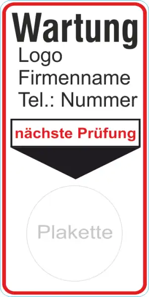 Grundplakette Wartung