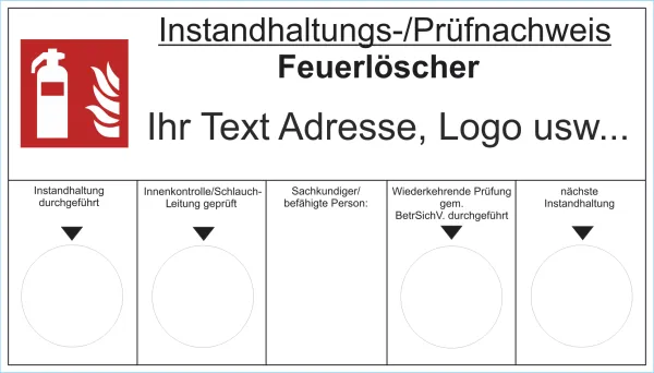 Instandhaltungsnachweis Wartungsnachweis Prüfnachweis Feuerlöscher