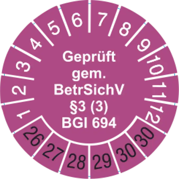 Geprüft gem. BetrSichV §3 BGI 694