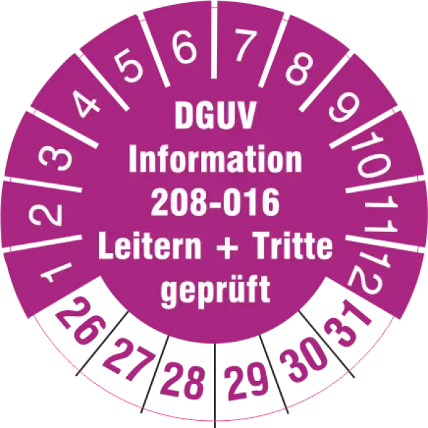 Prüfplakette DGUV Information 208-016 Leitern und Tritte geprüft am