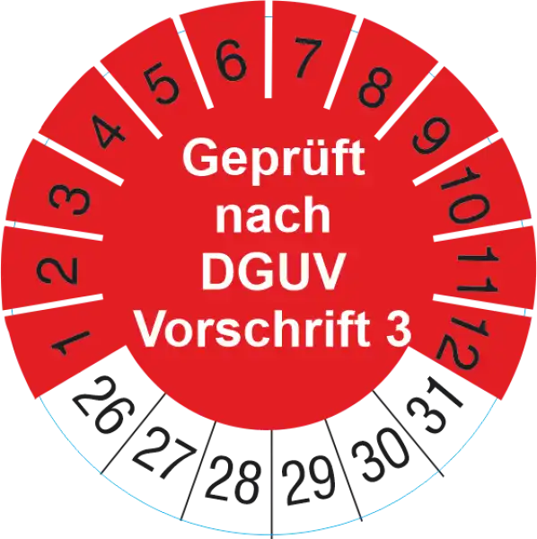 DGUV Vorschrift 3 Prüfplakette