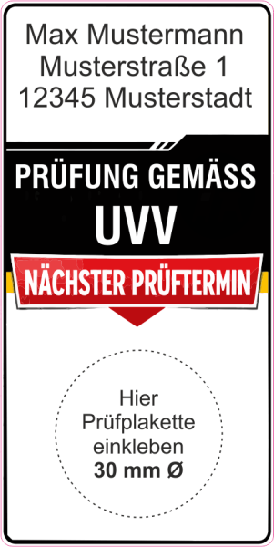Grundplakette DGUV 208-016 Leitern und Tritte nächste Prüfung