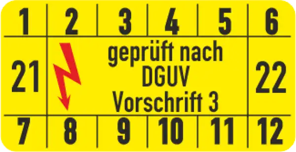 Prüfplakette DGUV Vortschrift 3 eckig