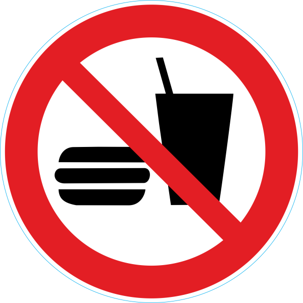 Aufkleber Essen und Trinken verboten