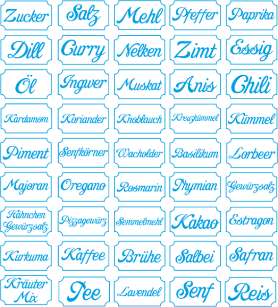 Gewürz-Etiketten, Gewürzaufkleber