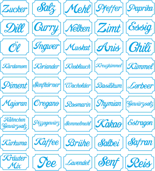 Gewürz-Etiketten, Gewürzaufkleber