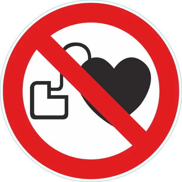 Kein Zutritt für Personen mit Herzschrittmachern oder implantierten Defibrillatoren