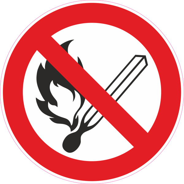Keine offene Flamme Feuer, offene Zündquelle und Rauchen verboten