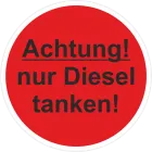 Achtung nur DIESEL tanken Tankdeckel Aufkleber 30 mm Ø