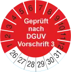 DGUV Vorschrift 3 Prüfplakette