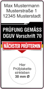 Grundplakette DGUV 208-016 Leitern und Tritte nächste Prüfung