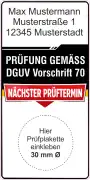 Grundplakette DGUV 208-016 Leitern und Tritte nächste Prüfung